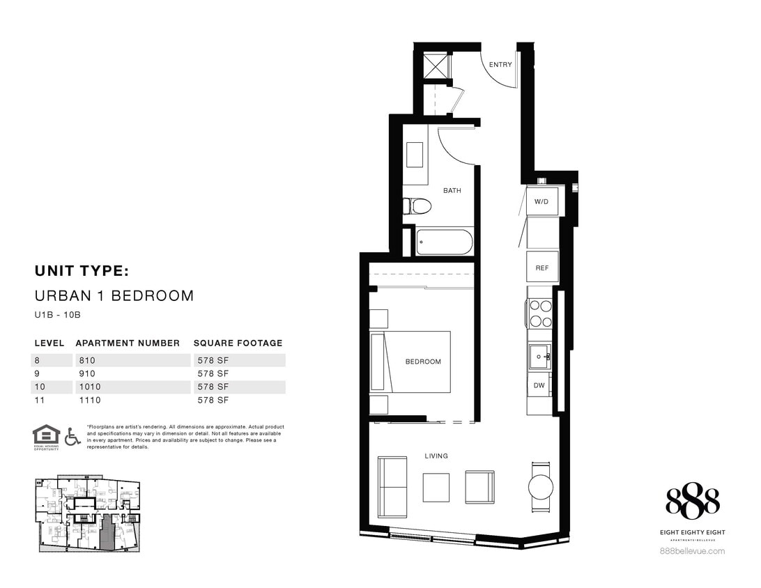 Floor Plan - Urban 1x1 10B