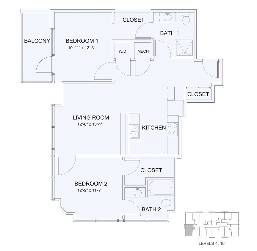 Floor Plan - 2x2 1029