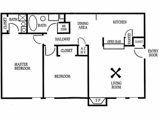 2BR/2BA - 2/2 861 SQ FT