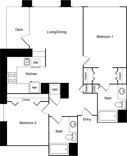Floor Plan - 2 Bed 1413 SE