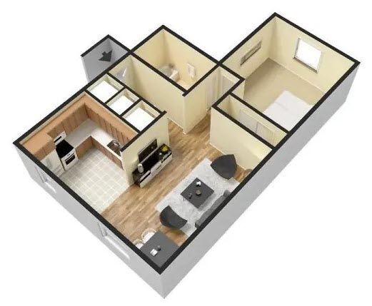Floor Plan - 1 Bed 1 Bath