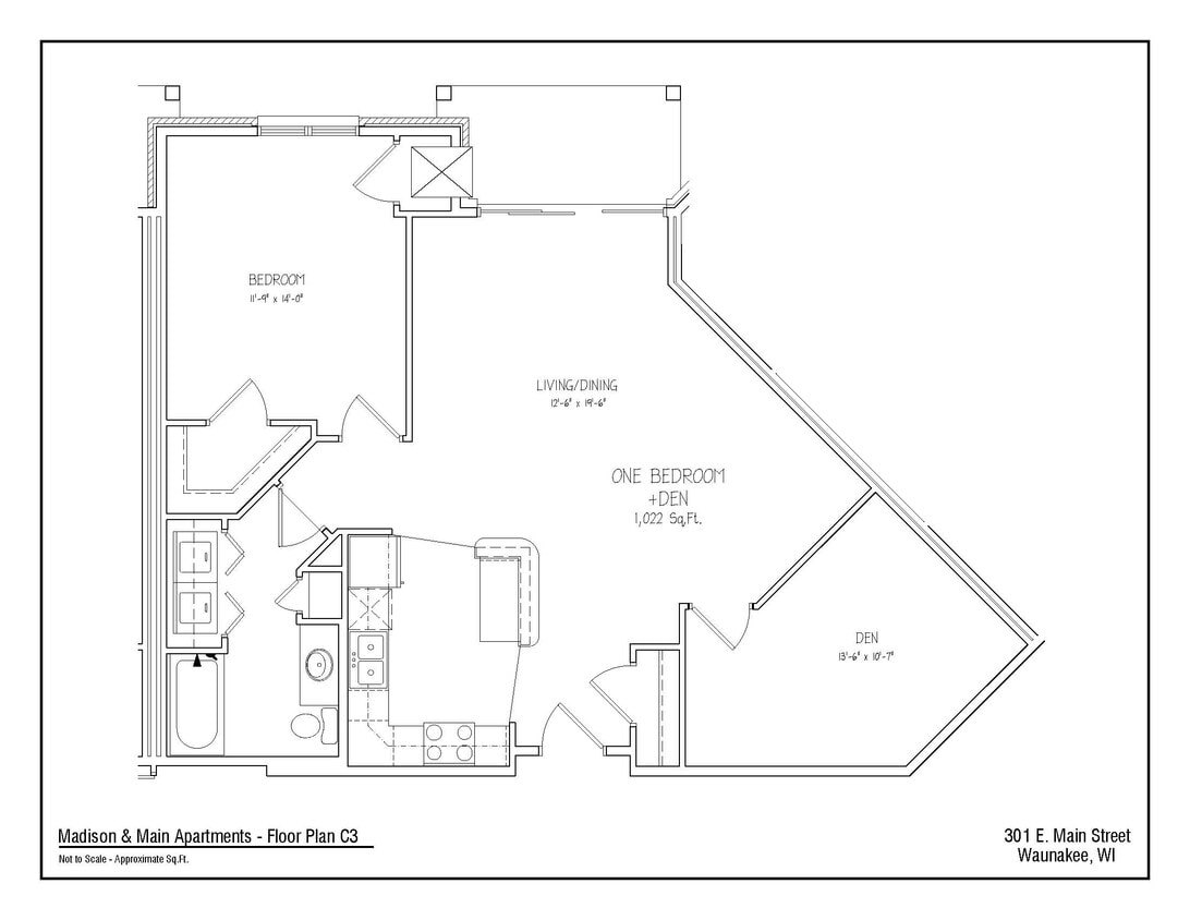 Floor Plan - 1Bed/1Bath + Den C3