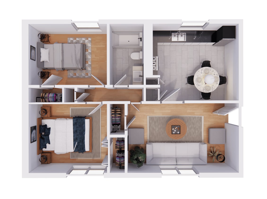 Floor Plan - 2 bedroom 1 bathroom Deluxe