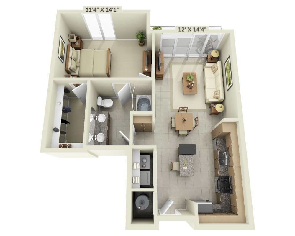Floor Plan - One Bedroom A1C
