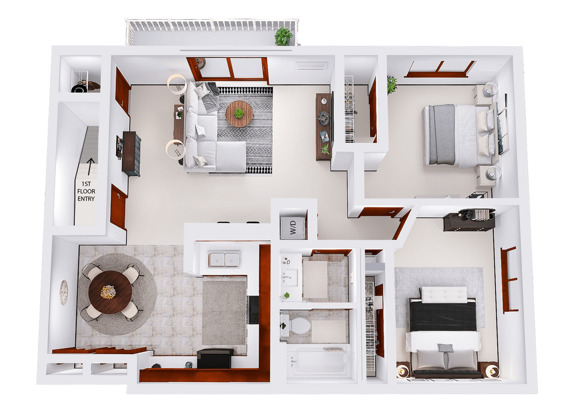 Floor Plan - Riverwood - 2 Bed, 1 Bath Upper
