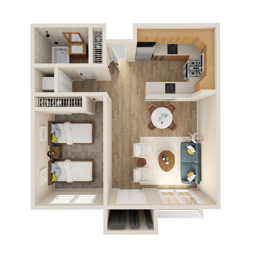 Floor Plan - 1BD/1BA