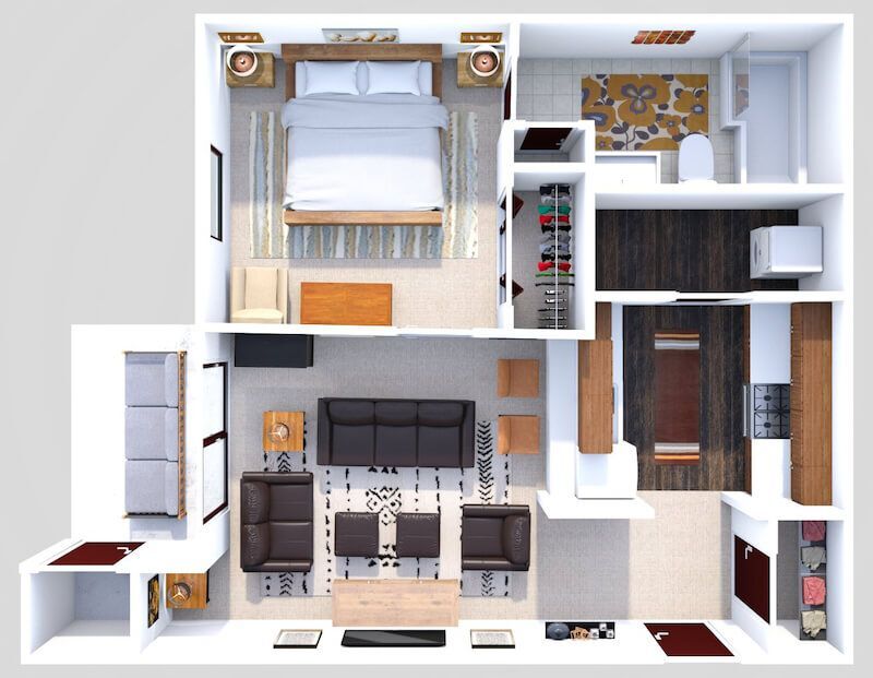 Floor Plan - Phase I - Executive 1 Bed 1 Bath