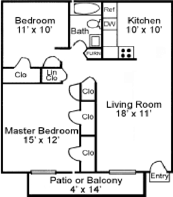 Floor Plan 2BR/1BA - Cabernet