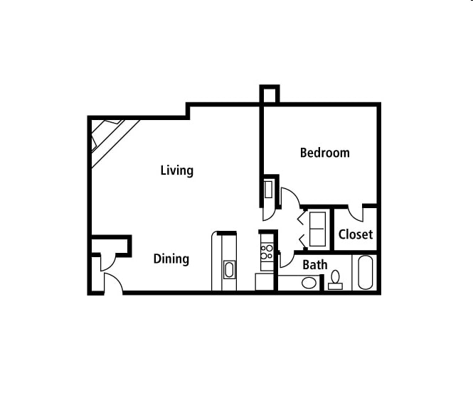 Plan 6 - 1 Bed | 1 Bath - A1E