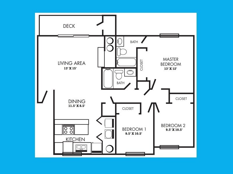 Floor Plan - Three Bedroom, Two Bath