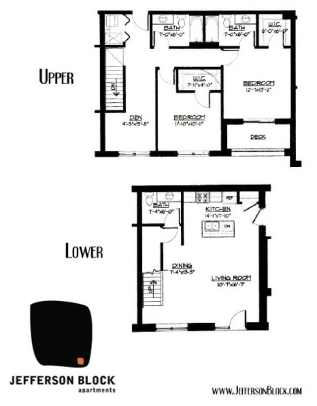 2 Bed + Den / 2.5 Bath Townhouse - 1,507 SF - 2 Bed / 2.5 Bath + Den + Townhouse - 1,507 SF