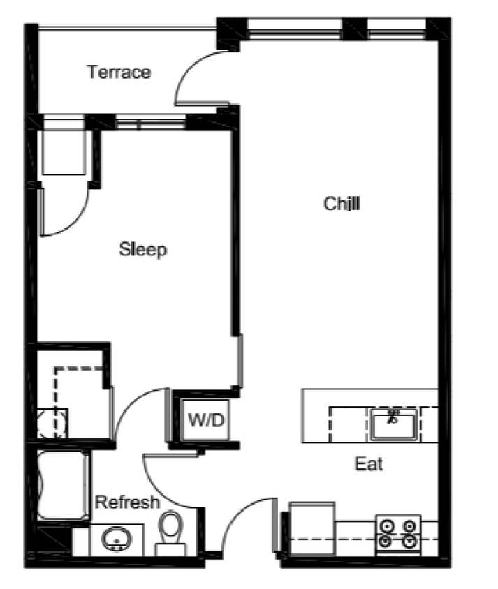 Floor Plan - 1 Bed 1 Bath