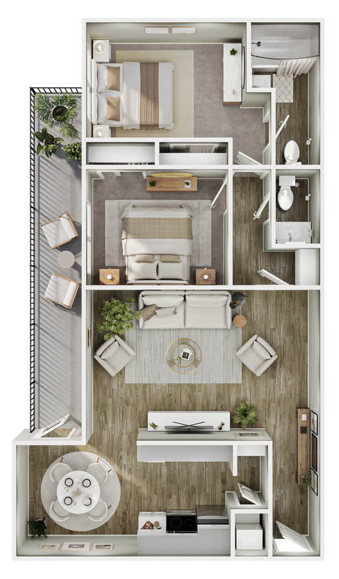 Floor Plan - 2 Bed, 1.5 Bath