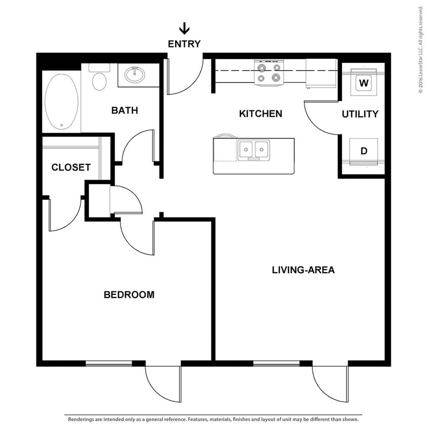 One bedroom apartment with washer and dryer included - 2-A2-Dawning