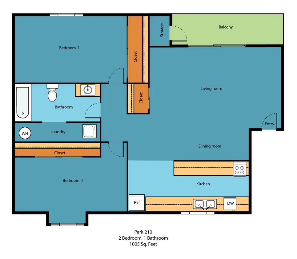 Floor Plan - Two Bedroom One Bath