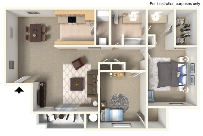 Floor Plan - 2 Bedroom/1 Bath