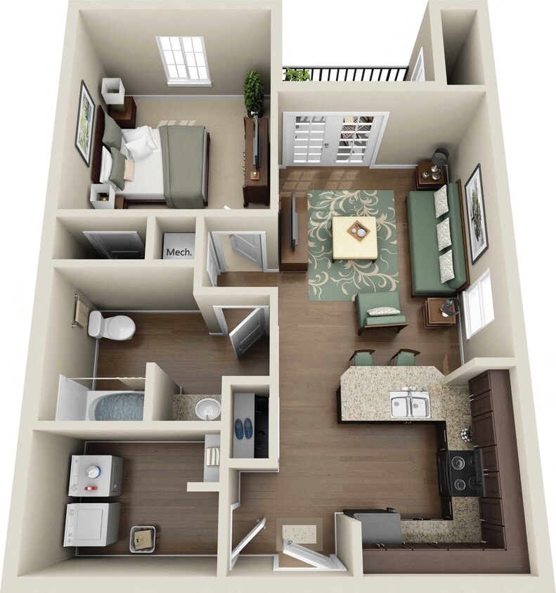 Floor Plan - One Bedroom Premium (North)