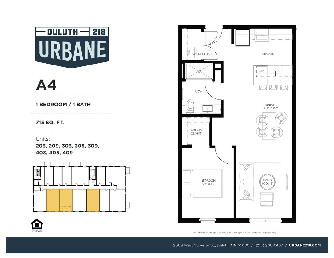 Floor Plan - A4 - 1 Bed / 1 Bath Income Restricted - 70%