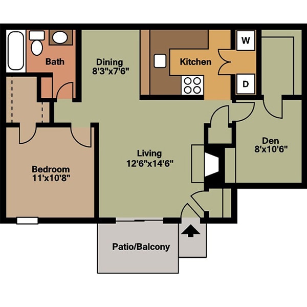 Floor Plan - 1 Bedroom - B