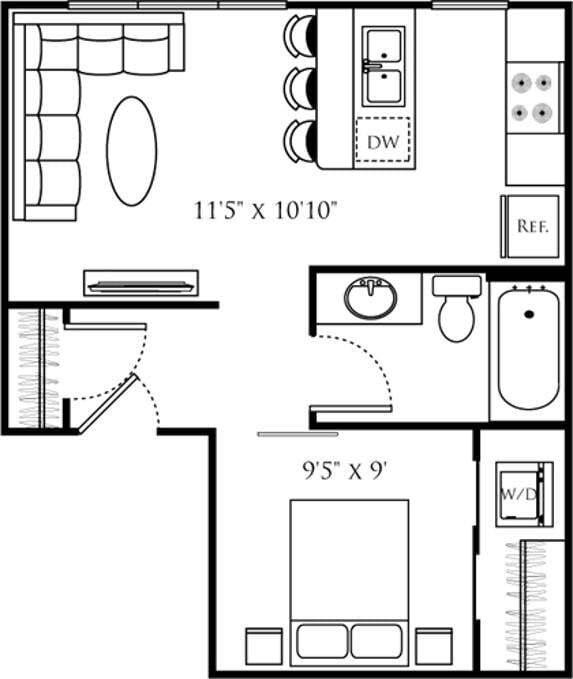 Floor Plan - Open 1 Bedroom A