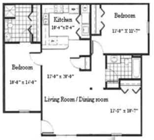 2BR/2BA - 2BR/1BA