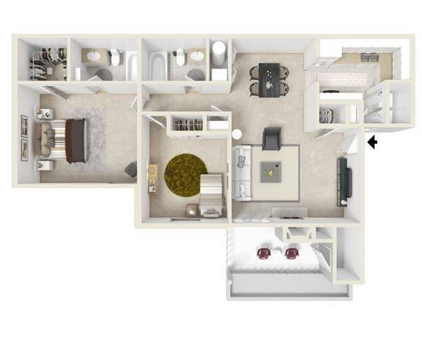 Floor Plan - 2 bedroom 2 bathroom