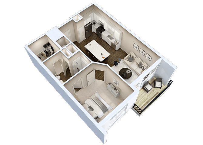 Floor Plan - 1 Bed 1 Bath A1