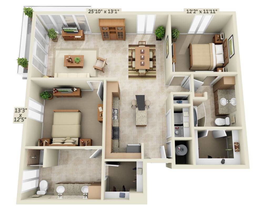 Floor Plan - Two Bedroom B2J
