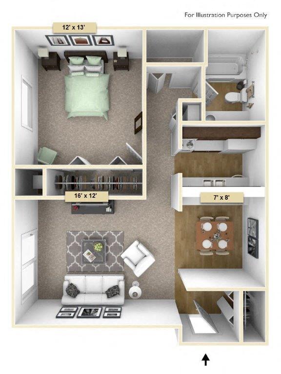 Floor Plan - Sycamore One Bedroom