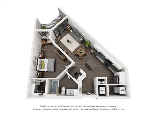 Ellison On Broad - Gingham (A3) - 1 Beds - 1 Baths - 770 Sq. ft. - Gingham (A3)