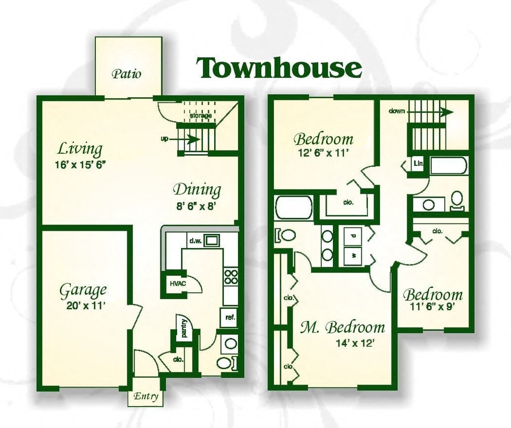 Floor Plan - The Willow Townhouse w Gar