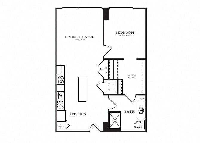 Floor Plan - 1 Bed/1 Bath-B4A