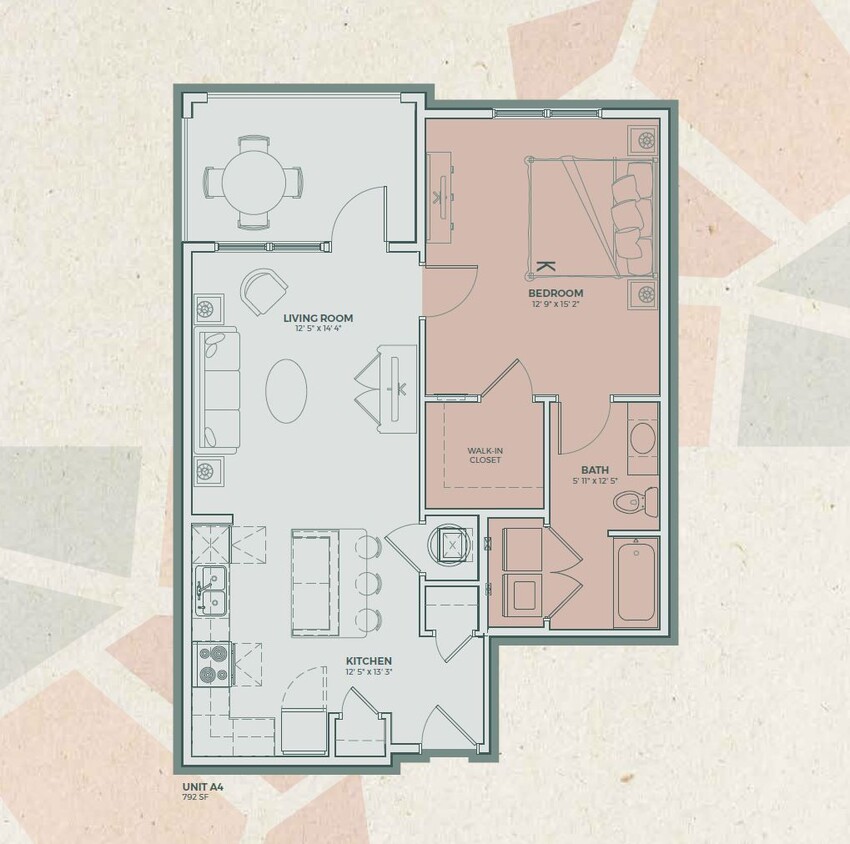 Floor Plan - A4 - 1 Bedroom 