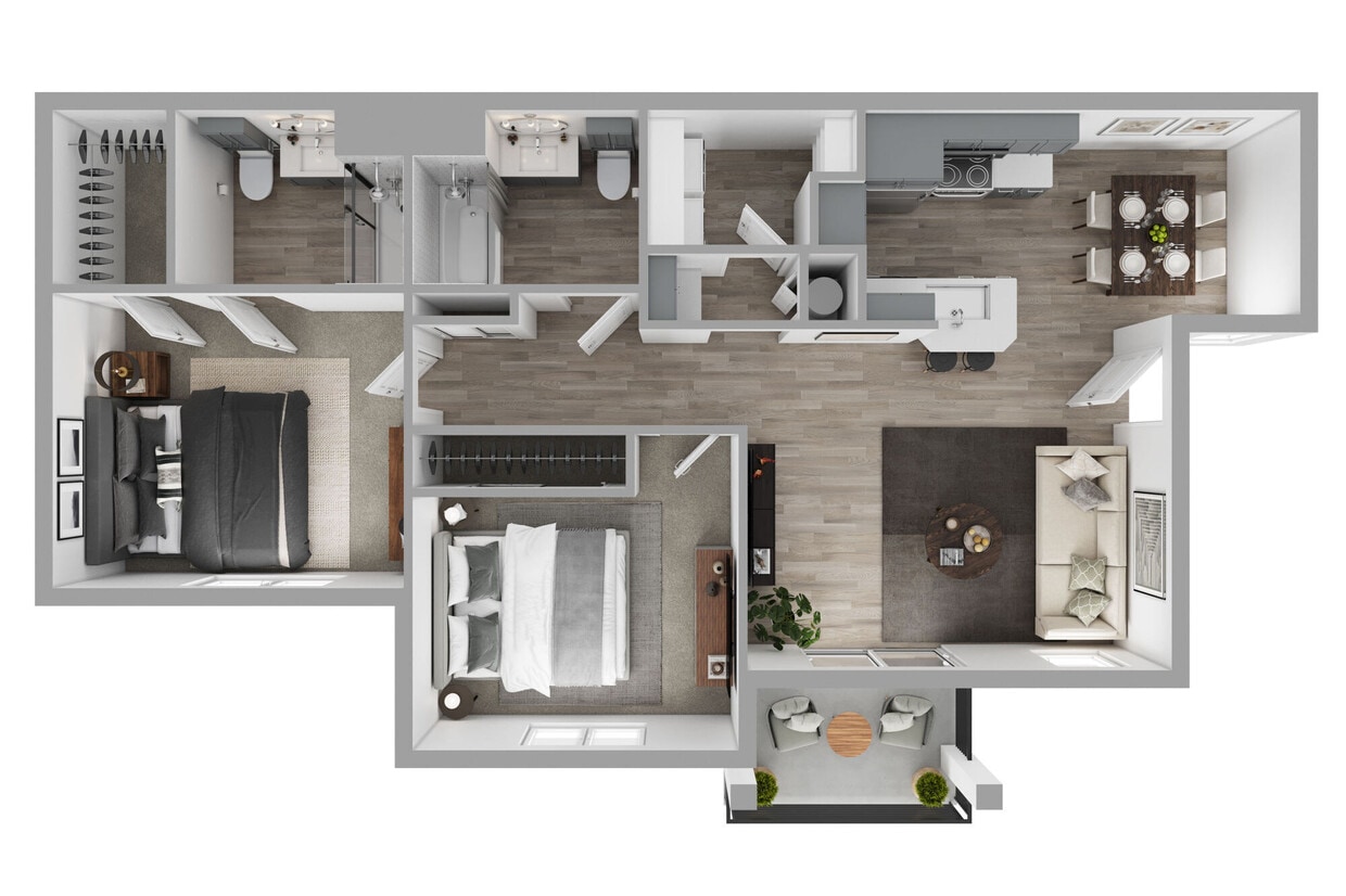 Floor Plan - 2BD 2BTH B R