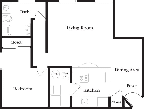 C-A_1Bed_1Bath_690 Sq Ft - C-A One Bedroom, One Bathroom