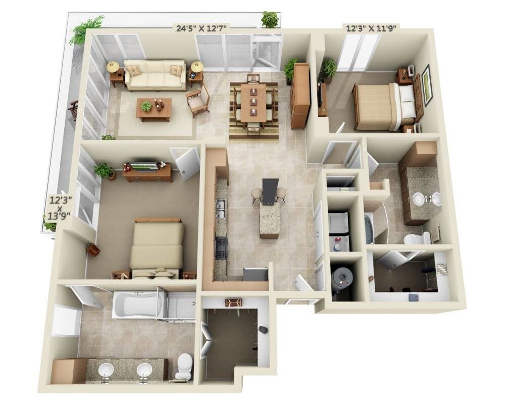 Floor Plan - Two Bedroom B2F