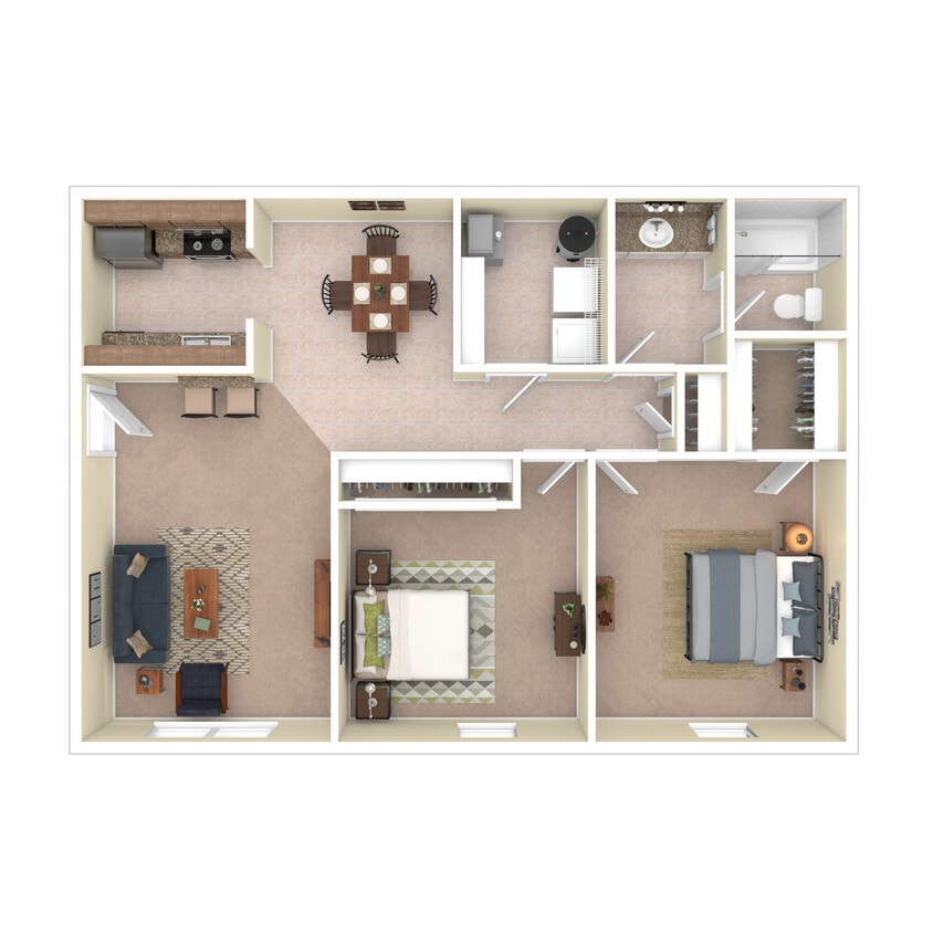 2A/2B/2C/2D - 2 Bed, 1 Bath, 900 sq. ft. - 3D Furnished - Oakhaven