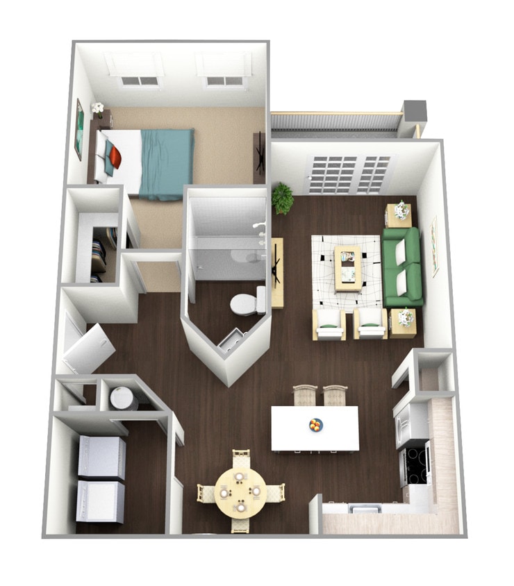Floor Plan - A2 - One Bedroom, One Bathroom