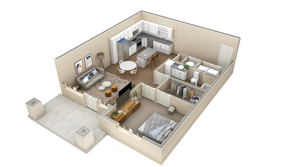 Floor Plan - 1 BR Vue Courtyard