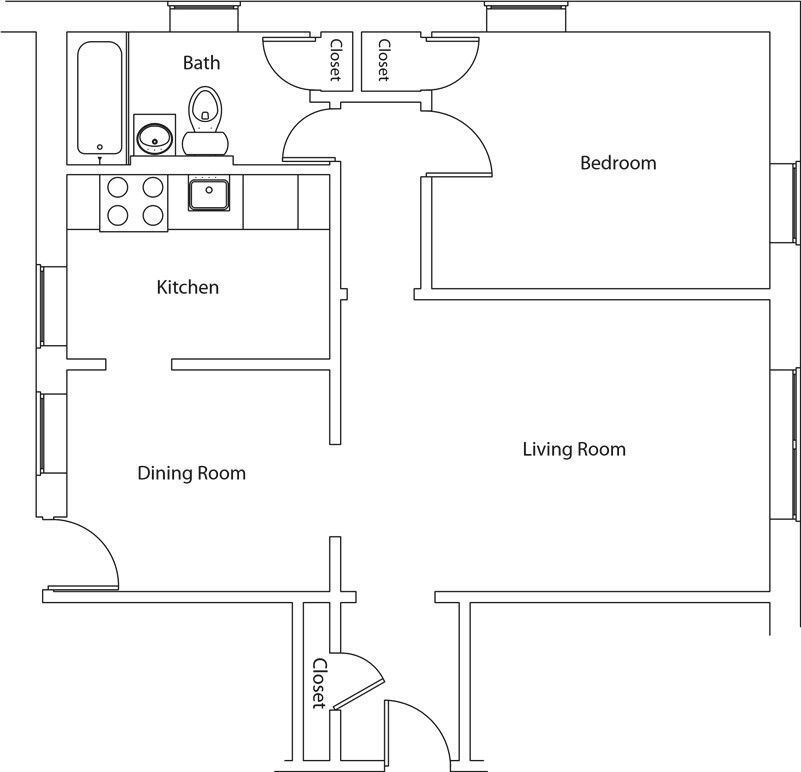 Floor Plan - One Bed One Bath B