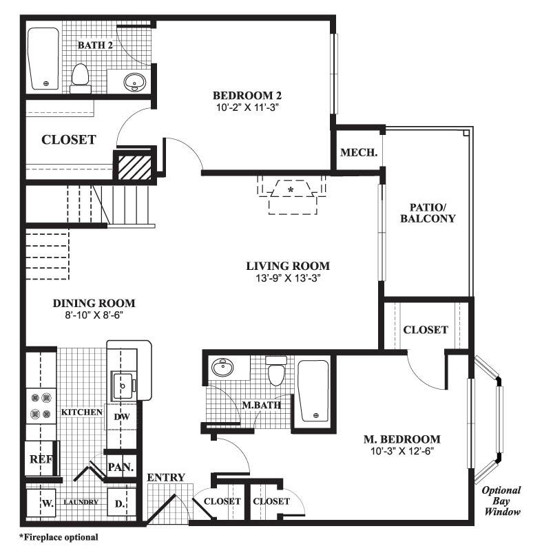 Floor Plan - Two Bedroom Renovated