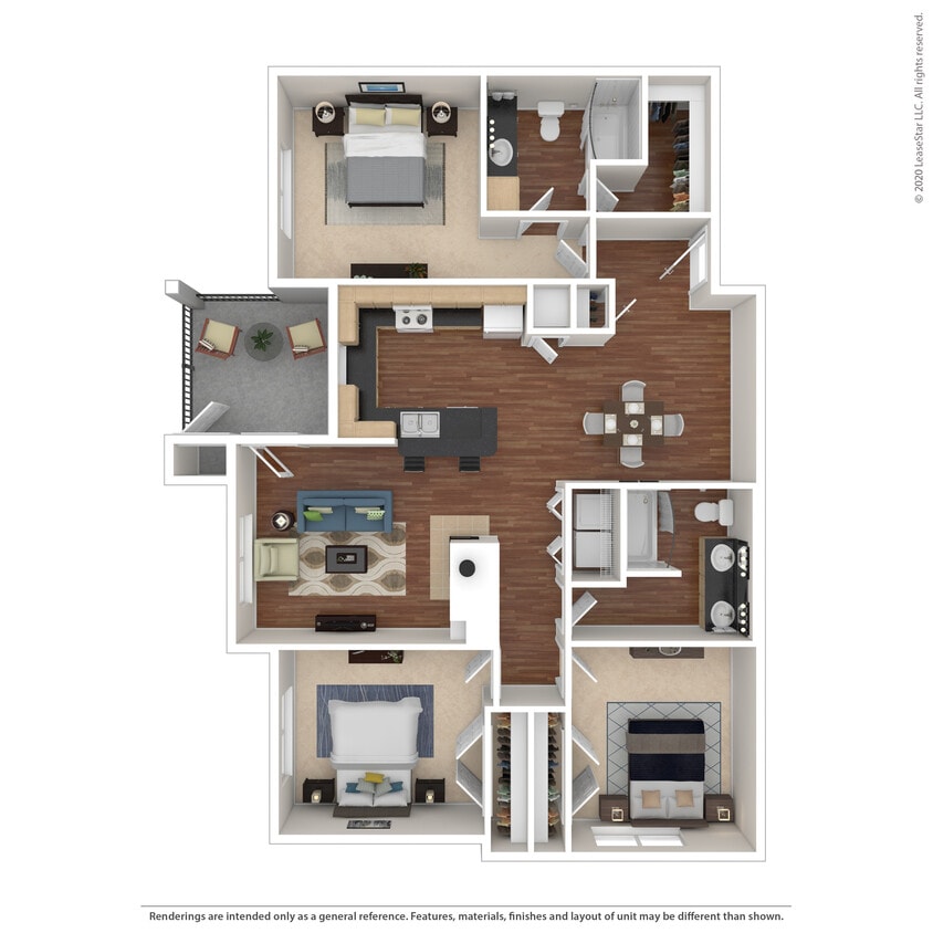 Floor Plan - 3 Bed 2 Bath 1382 SqFt (1290 Net)