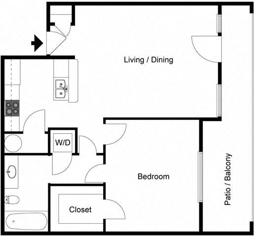 Floor Plan - 1 Bedroom 1 Bath - A