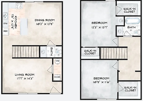 2x2 TH - 2 Bedroom 2 Bath Townhome