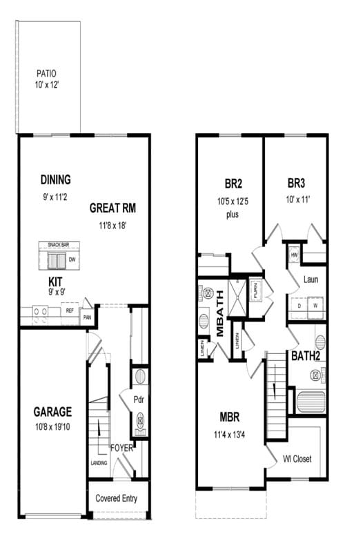 Floor Plan - 3 Bedroom Townhouse - Phase II