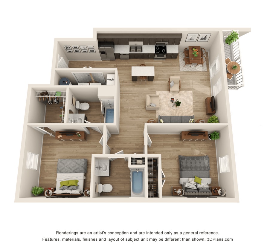 Floor Plan - 2 Bedroom First Level