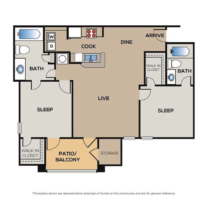 Floor Plan - 2 Bed - 2 Bath LG