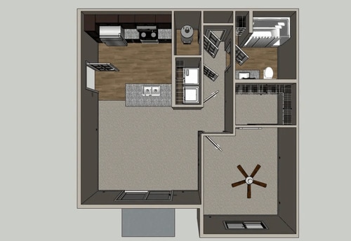 Floor Plan - 1 Bedroom Kitchen Island (2) - 1st floor
