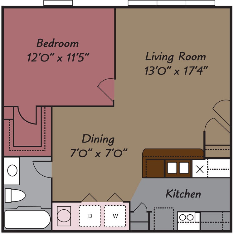 Floor Plan - ONE BEDROOM/ ONE BATH