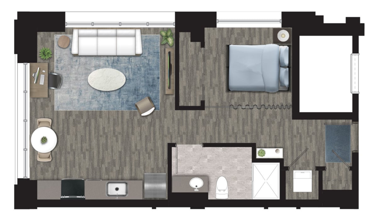 Floor Plan - Studio - SA (Furnished)